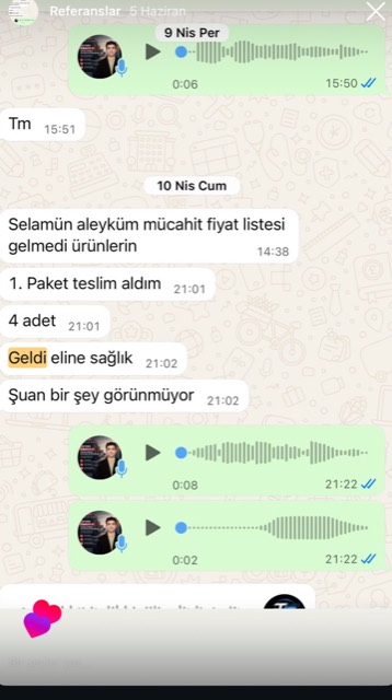 Müşteri mesajı
