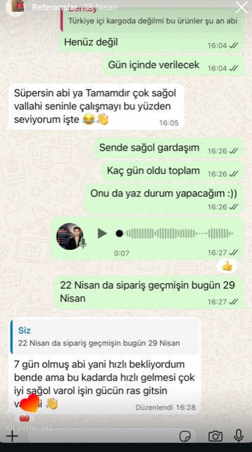 Müşteri mesajı